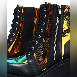 Brand New Iridescent Platform Ankle Boots- Lightweight and fun!